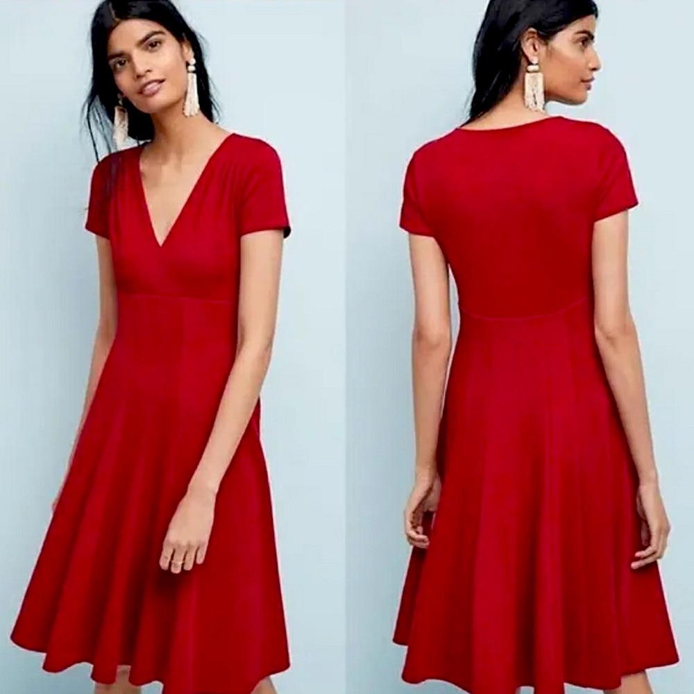 Anthropologie MAEVE Cherry Red Knit Dress XS